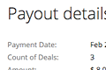Affiliate payout details page