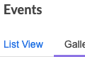 Events page with events displayed in Gallery View