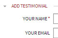 Testimonials page with the form to add own testimonial