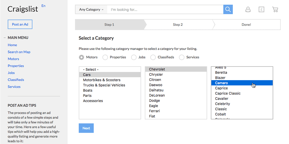 Multiple Classified ads types